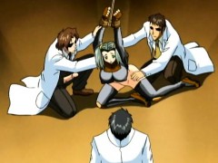 Tied up hentai babe gets double penetrated